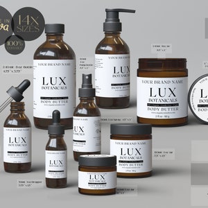 100% Editable Body Product Label Templates - Vanilla Body Butter, Body Oil Labels, DIY Cosmetic Label Template