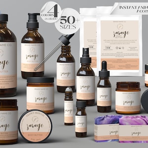 Editable Cosmetic Label Templates, Custom Body Product Label, DIY Skincare Label, Beauty Sticker Design, Bottle and Jar Labels Zarago