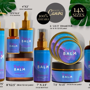 GRADIENT Bearbeitbare Kosmetiketiketten, Bearbeitbare Körperproduktetiketten, DIY-Kosmetiketikett, druckbares Kosmetiketikett, benutzerdefiniertes Hautpflegeetikett, CANVA