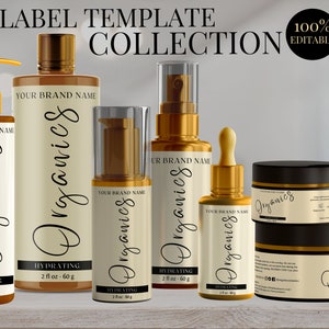 DIY Editable Skincare Label, Cosmetic label Collection, Shampoo Label, Body Butter, Essential Oil, Beard Oil, Wrap around Jar Label Template