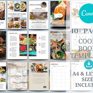 40+ Pages Cookbook Template Canva, Recipe Cookbook Template,  Recipe eBook Binder Kit USLetter & A4 Sizes