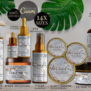 Editable Marble Skincare, Cosmetic Label Collection, Shampoo Label Template, Beard Oil Wraparound Label