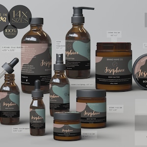 Cosmetic Labels, Body Butter Labels, Bottle Labels, Editable Skincare Product Labels,Product Packaging,Hair Oil Label Templates