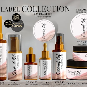 DIY Editable Skincare/Cosmetic label Collection - Shampoo Label, Essential Oil, Body Butter Labels, Wrap around Jar Label Template Pack