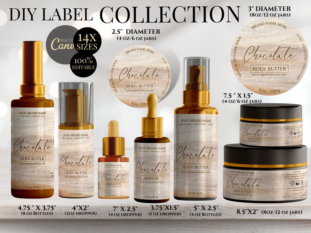 DIY Editable Skincare Product Label Collection, Cosmetics Labels ...