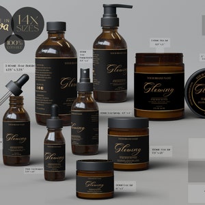 DIY Editable Cosmetic Product Labels Collection,Skincare Product Labels, Editable Wrap around Jar Labels Template Set
