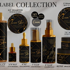 Fully Editable Skincare Labels, Cosmetic Product Labels, Body Butter Template, Dropper Bottle Labels, Printable Essential Oil Labels Design