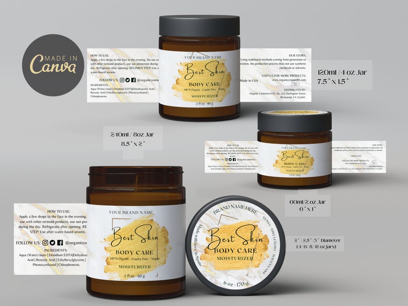 Printable Skin Care Product Label Template Personalisable Etsy