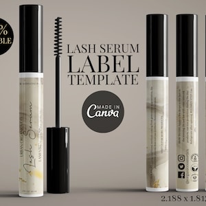 DIY Lash Serum Label, Mascara Label Template,  Editable Brow Gel Label, Printable Lip gloss label, Beauty Packaging