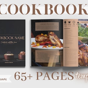 65+ Pages Recipe Cookbook Canva Template, Cookbook Template, Editable eBook Template, Editable Recipe Book Template