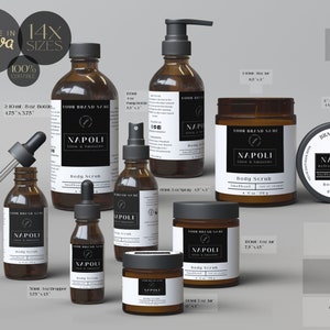 Beauty Product Label Template Bundle - Branding, Skincare Label Templates, Dropper Bottle Label Design, Custom Skin Care Label Stickers