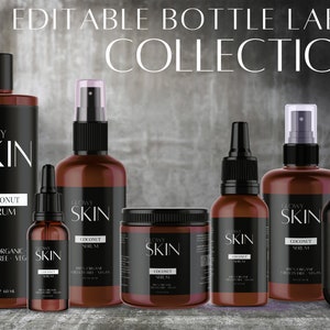Beauty Prodct Label, Black&White Label Design Template, Editable Cosmetic Labels, DIY Body Product Labels,  Canva Skincare Label