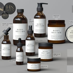 Editable Cosmetic Label Templates, Custom Body Product Labels CANVA, DIY Cosmetic Labels, Printable Skin Care Labels
