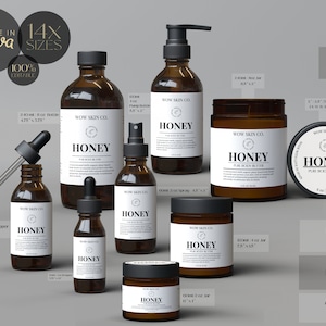 DIY Editable Skincare Product Label Collection, Body Butter, Essential Oil Labels, Cosmetic Label Templates, Canva Skincare Label
