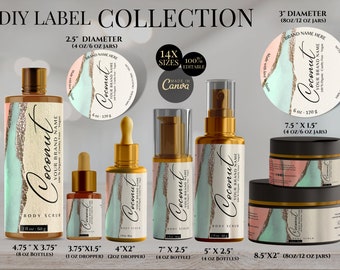 Fully Editable Cosmetic Label Templates, Editable Bottle Product Labels, DIY Cosmetic Labels, Body Butter Template