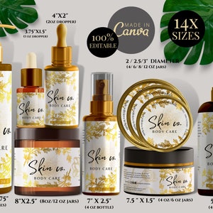 DIY Editable Skincare Product Label Collection - Body Butter / Beard Oils / Essential Oil Labels/ Candle, Cosmetic Label Templates