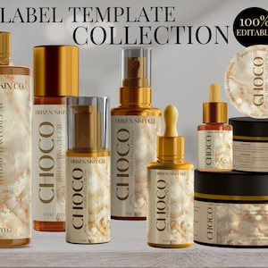 DIY Skincare Editable Product Label Collection, Dropper Bottle labels, Cosmetic Product Labels, Pump body product Labels