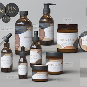 Bearbeitbare Körperproduktetiketten, druckbare Boho-Etiketten, DIY-Kosmetiketiketten, bearbeitbare Kosmetiketiketten, Canva-Etiketten