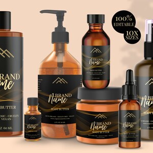 DIY Editable Body Product Labels in 10 sizes, Skincare Product Labels, Editable Cosmetics Labels, Printable Essential Oil Labels