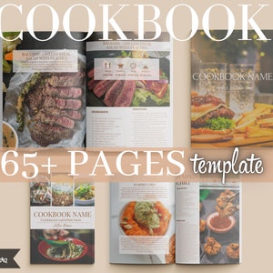 Editable Recipe eBook Template, 65+ Pages Cookbook Canva Template, Editable eBook Template