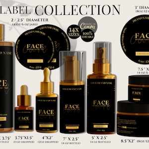 Black & Gold Cosmetic Labels: DIY Product Label Template (CANVA)