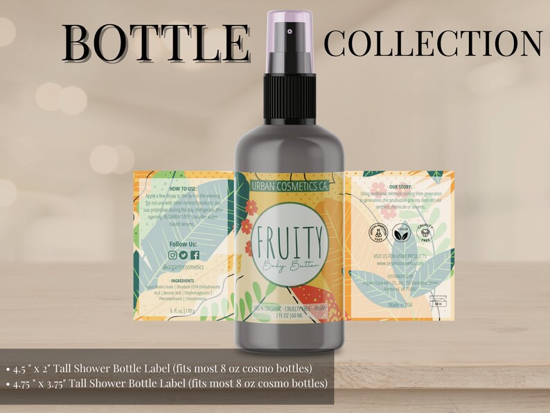 DIY Body Product Labels in 10 Sizes Fruit Skincare Label Etsy