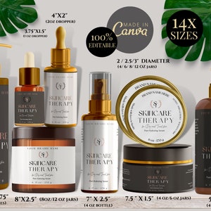 Editable Cosmetic Label Template, Customisable Beauty Product Label, 1oz 2oz 4oz 8oz 16oz Jar Label / Bottle Label, DIY Skincare Labels
