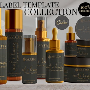 Luxury Fully Editable Cosmetic Label Templates, Editable Bottle Product Labels, DIY Cosmetic Labels, Candle Label Template, product labels