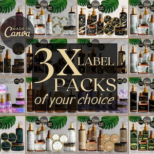 3x Label Pack - Choose Your Preferred Designs, Editable Cosmetic Labels ...