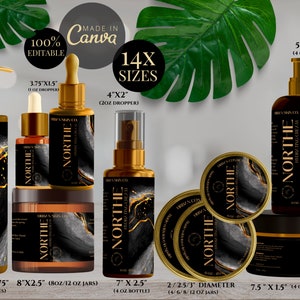 Body Butter Labels, Skincare Label Template, Cosmetic Label Canva Templates, Essential Oil Labels, Gold Product Labels