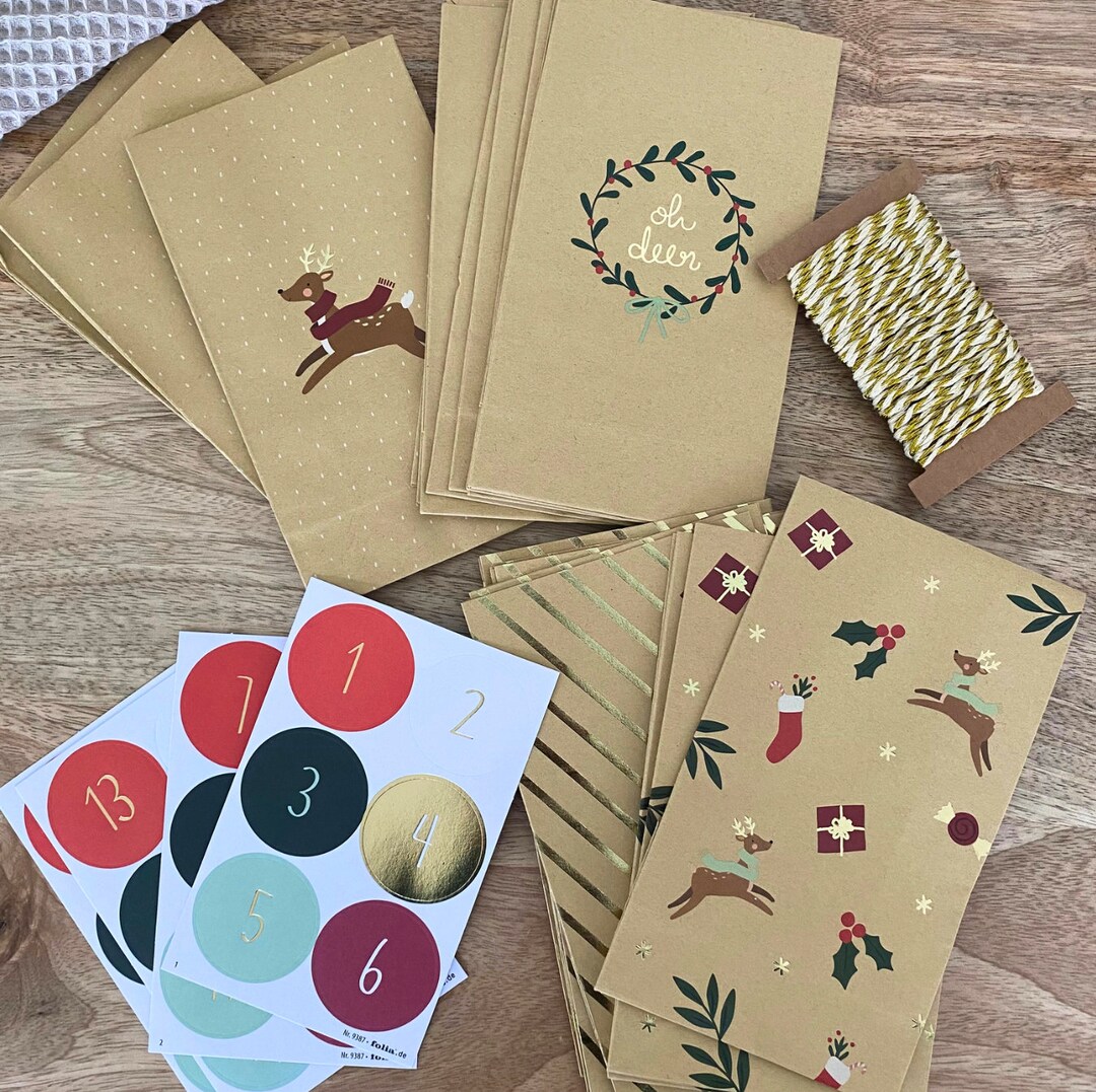 Kit Pour Faire Son Propre Calendrier De L'avent En Kraft Etsy