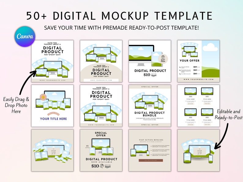 50 Etsy Listing Mockup Digital Templates for Marketing Etsy