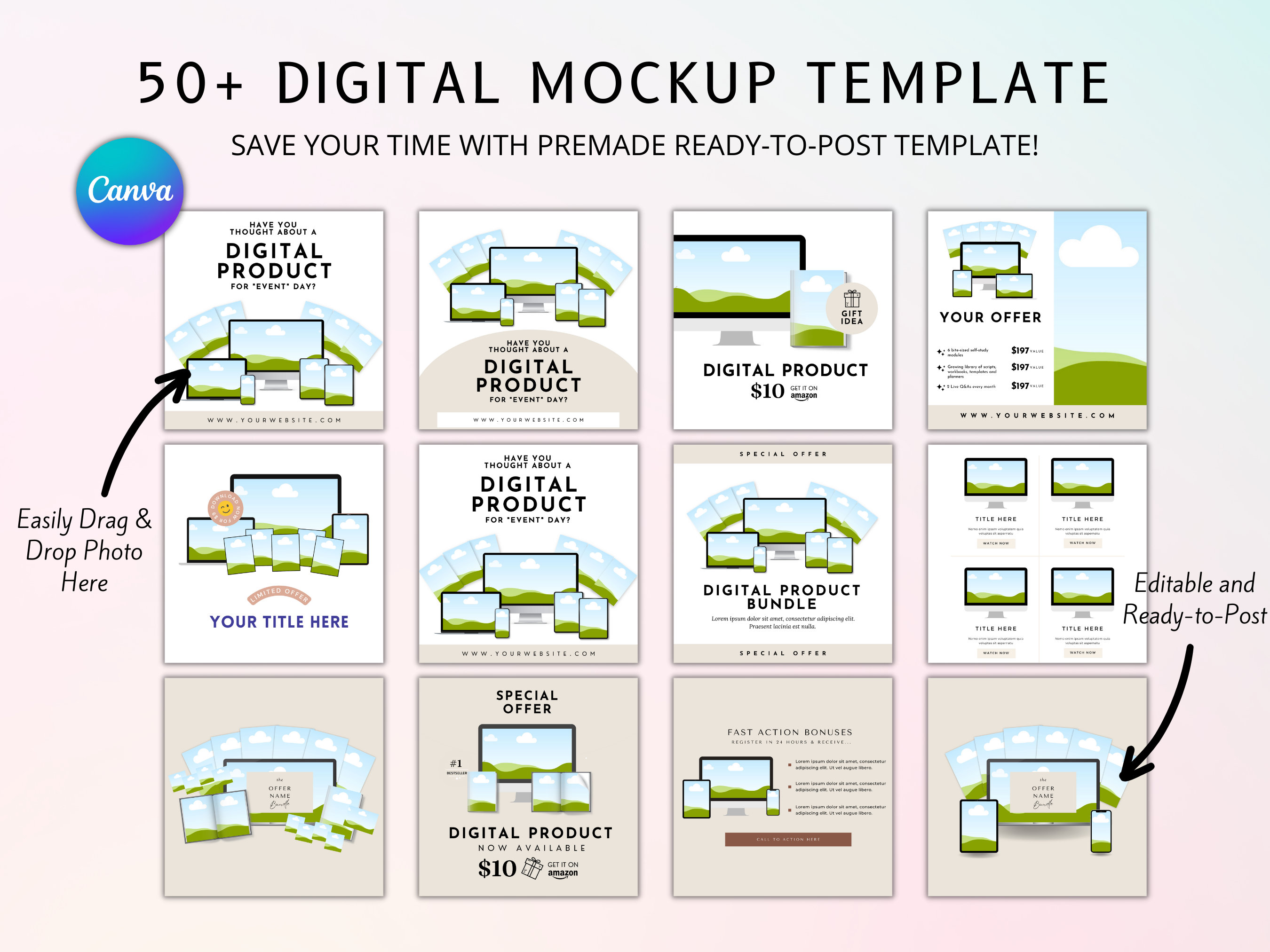 Canva Mockup Templates, Digital Product Mockups (digital Download) Etsy