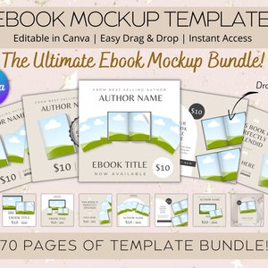 70 Ebook Mockup Template, Canva Editable, Lead Magnet Template, Canva Magazine Mockup, Ebook Mockup Canva