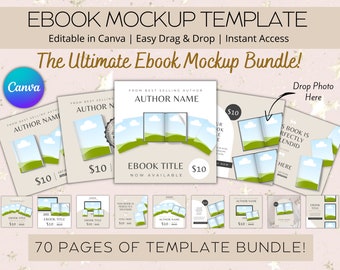70 Ebook Mockup Template, Canva Editable, Lead Magnet Template, Canva Magazine Mockup, Ebook Mockup Canva
