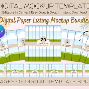 Digitales Papier Mockup-Vorlagen Bundle, Etsy-Artikel für digitales Papier, Canva Mockups für digitales Papier, Canva-Vorlagen für digitales Papier