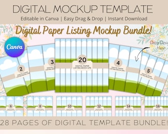 Paquete de plantillas de maquetas de papel digital, lista de Canva para Etsy (descarga digital)