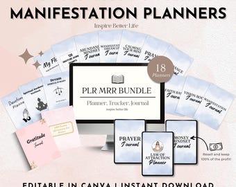 Manifestation Planner Canva Templates, PLR MRR Journal Bundle (Digital Download)