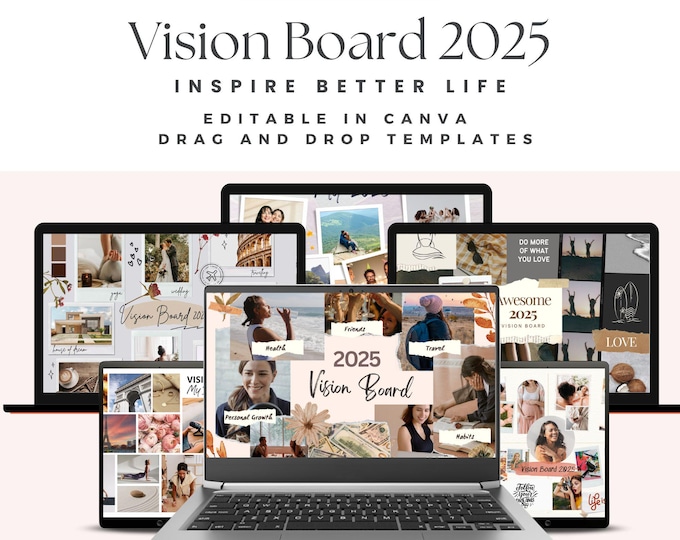Vision Board Kit 65 Printable Pages 850 Pieces + Images Instant ...
