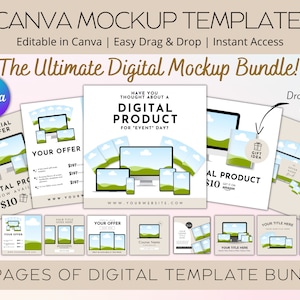 Oltre 50 modelli digitali di mockup di inserzioni Etsy per marketing, post di Instagram, eBook, pubblicazioni Kindle, creatori di corsi, modelli di lead magnet
