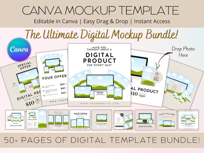 50 Etsy Listing Mockup Digital Templates for Marketing Etsy