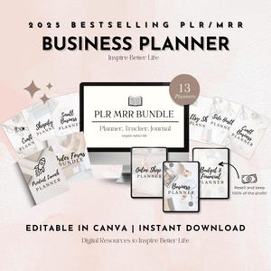PLR / MRR Small Business Planner Bundle, druckbare und bearbeitbare Canva-Vorlage, Small Business-Produktivität, Ziel und Wachstumsgedenkweise