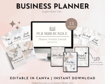 Business Planner Canva Template, PLR MRR, Printable (Digital Download)