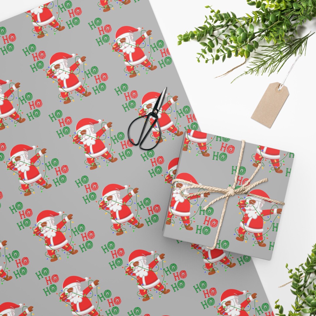 Dabbing Santa Wrapping Paper/black Santa Wrapping Paper/santa Etsy