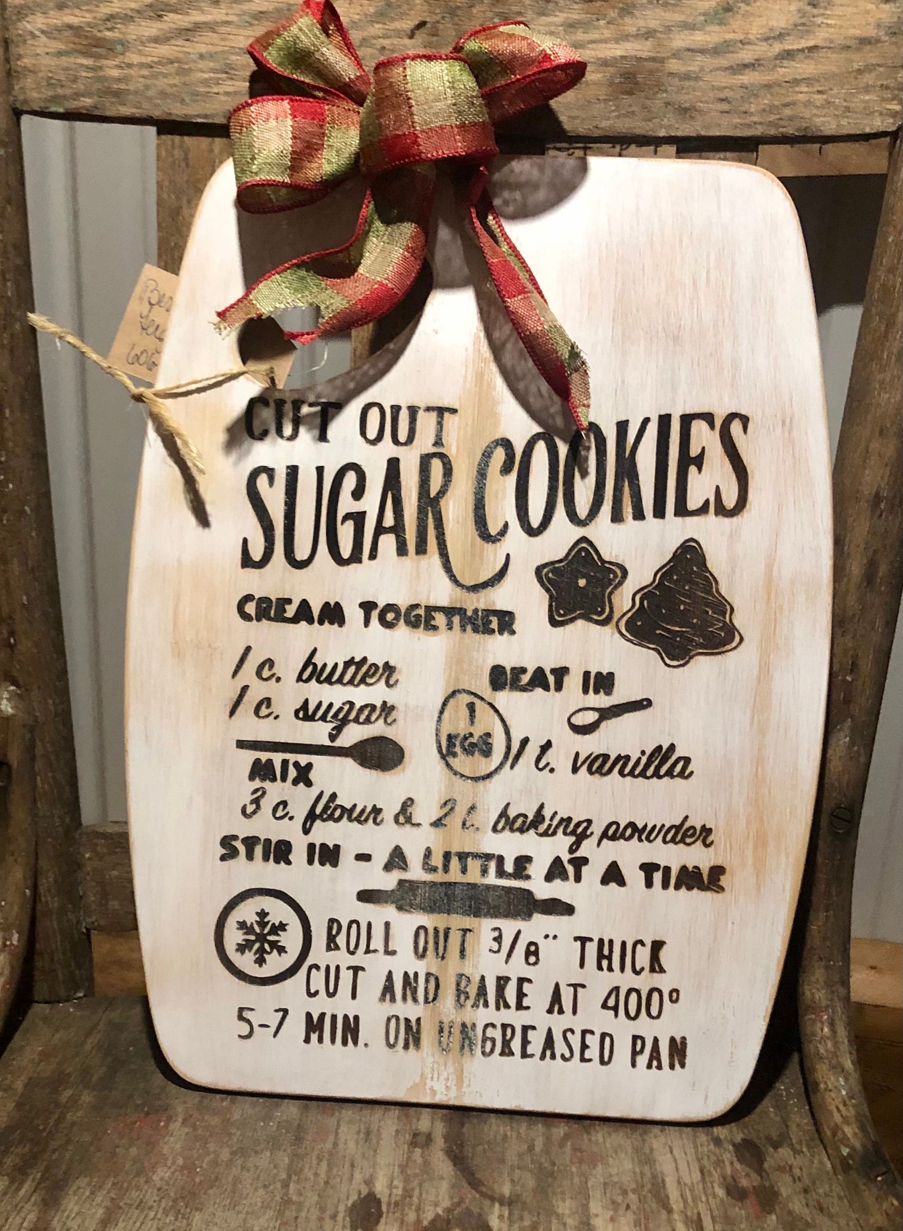 Primitive Christmas Cookie Cutting Board Etsy UK