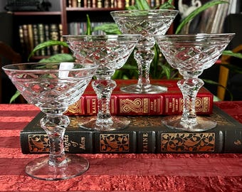 Vintage Cut Crystal Cocktail or Champagne Coupes - Set of 4