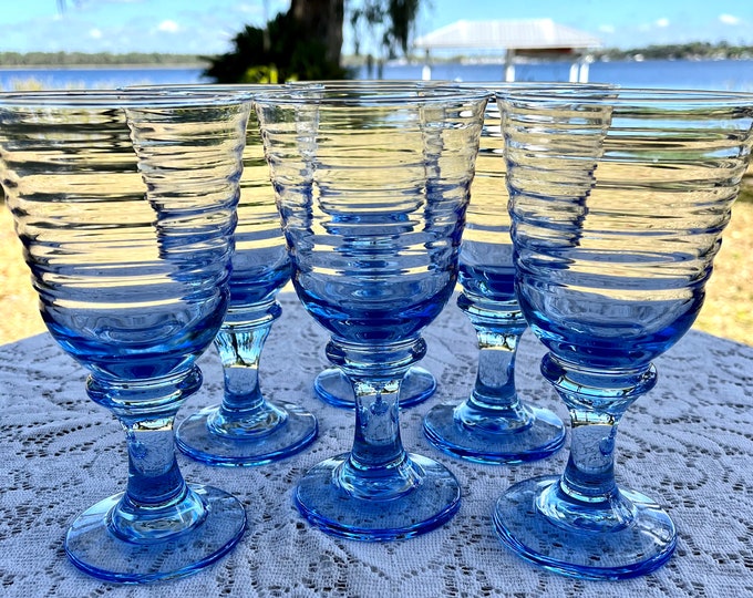 Libby sirrus Light Blue Multipurpose Glasses Set of 6 Etsy