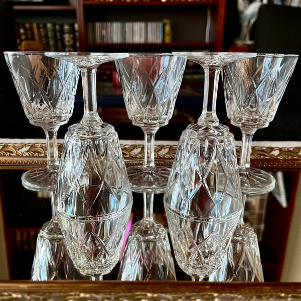 Set of 6 Vintage Pressed Glass 3 oz Glasses - Liqueur Glass, Port, Sherry, Aperitif, After Dinner Drink, Wine Tasting