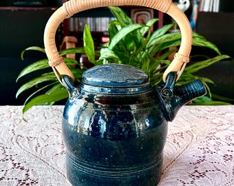 Hand Thrown Rustic Asian Style Stoneware Teapot - Artist Signed