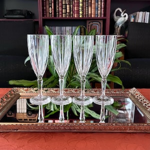 Vintage Crystal Champagne Flutes, Cristal.D&#39;Arques Pattern CRA95 - Set of 4